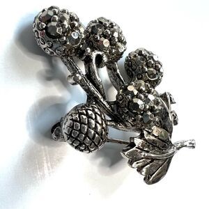 Vintage Tammey Jewels Silver Tone Faux Marcasite Rhinestones Brooch